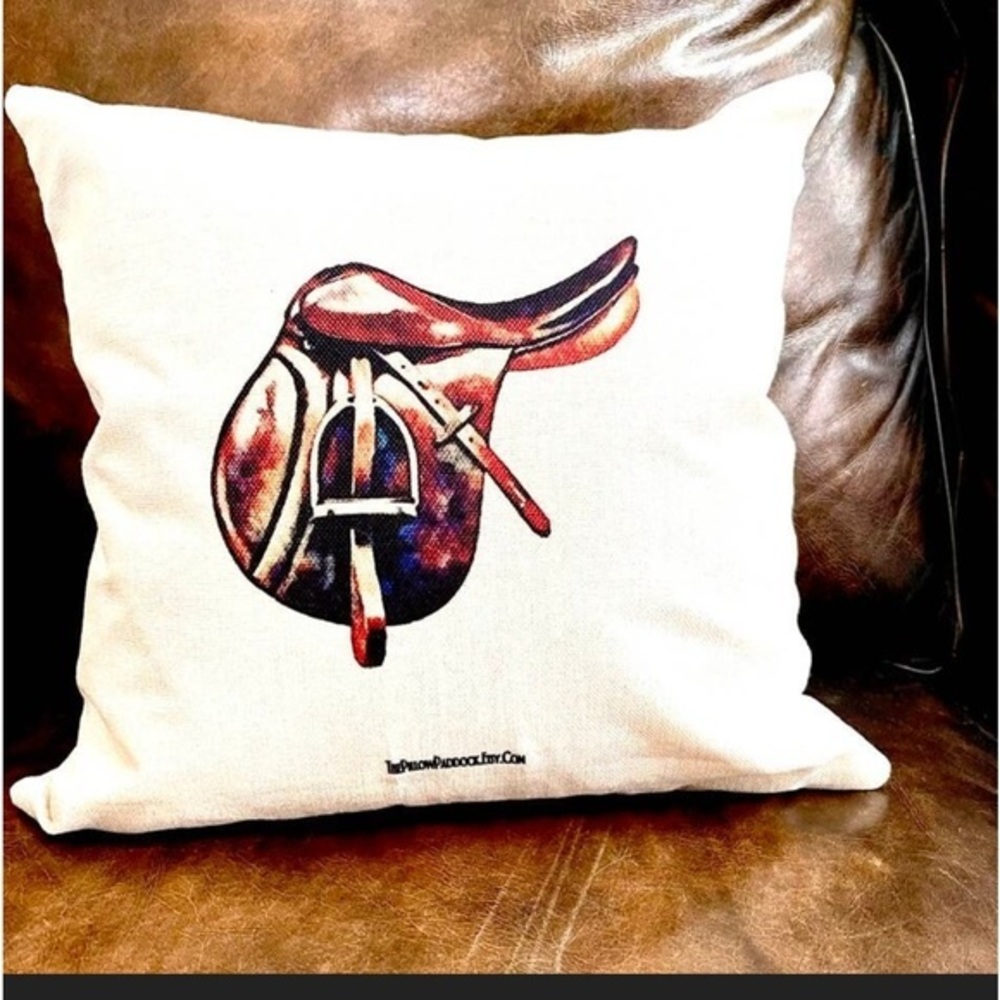 The Henri Collection, Hunt Seat Equestrian pillow cover only (beige linen)16x16